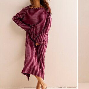 Free People Striped Maxi Dress - light and dark Burgundy